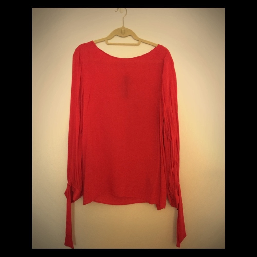 Banana Republic Tie Cuff Top Red Coral